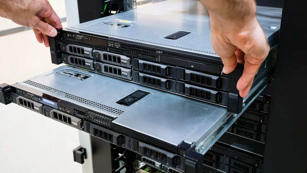 Technician installing brand-new Lenovo Certified N-3 generation server providing stable enterprise performance