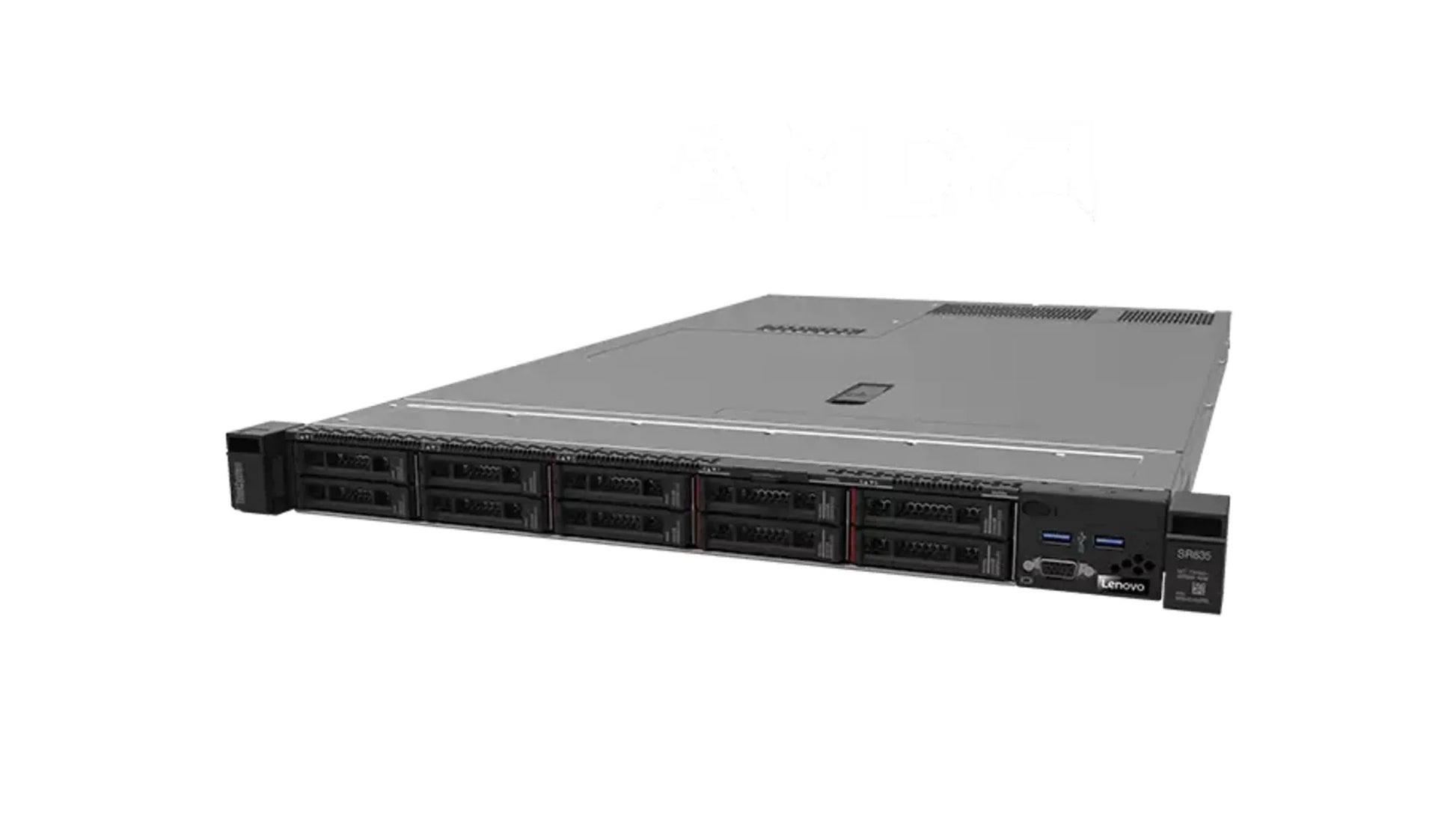 Lenovo ThinkSystem SR635 1U rack server featuring 10x 2.5-inch NVMe AnyBay drive slots
