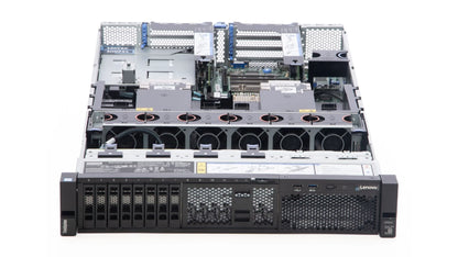 Internal chassis view of Lenovo SR650 featuring dual Xeon Scalable processors and cooling