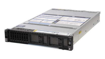 Front view of Lenovo SR650 V2 server showing 8x 2.5-inch SAS/SATA drive bays configuration