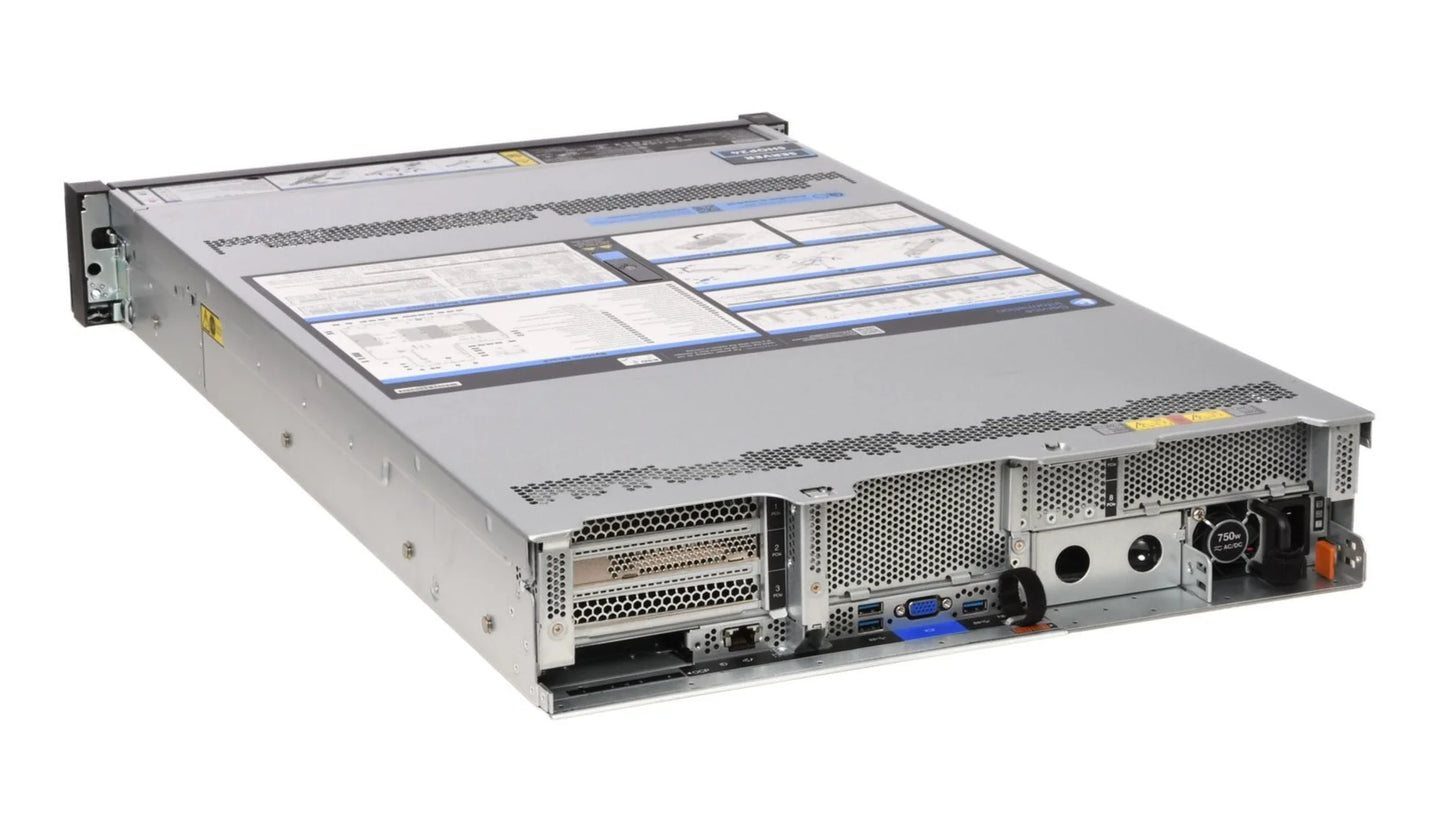 Internal chassis view of Lenovo SR650 V2 showing cooling fans, air baffle and CPU sockets