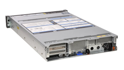 Internal chassis view of Lenovo SR650 V2 showing cooling fans, air baffle and CPU sockets