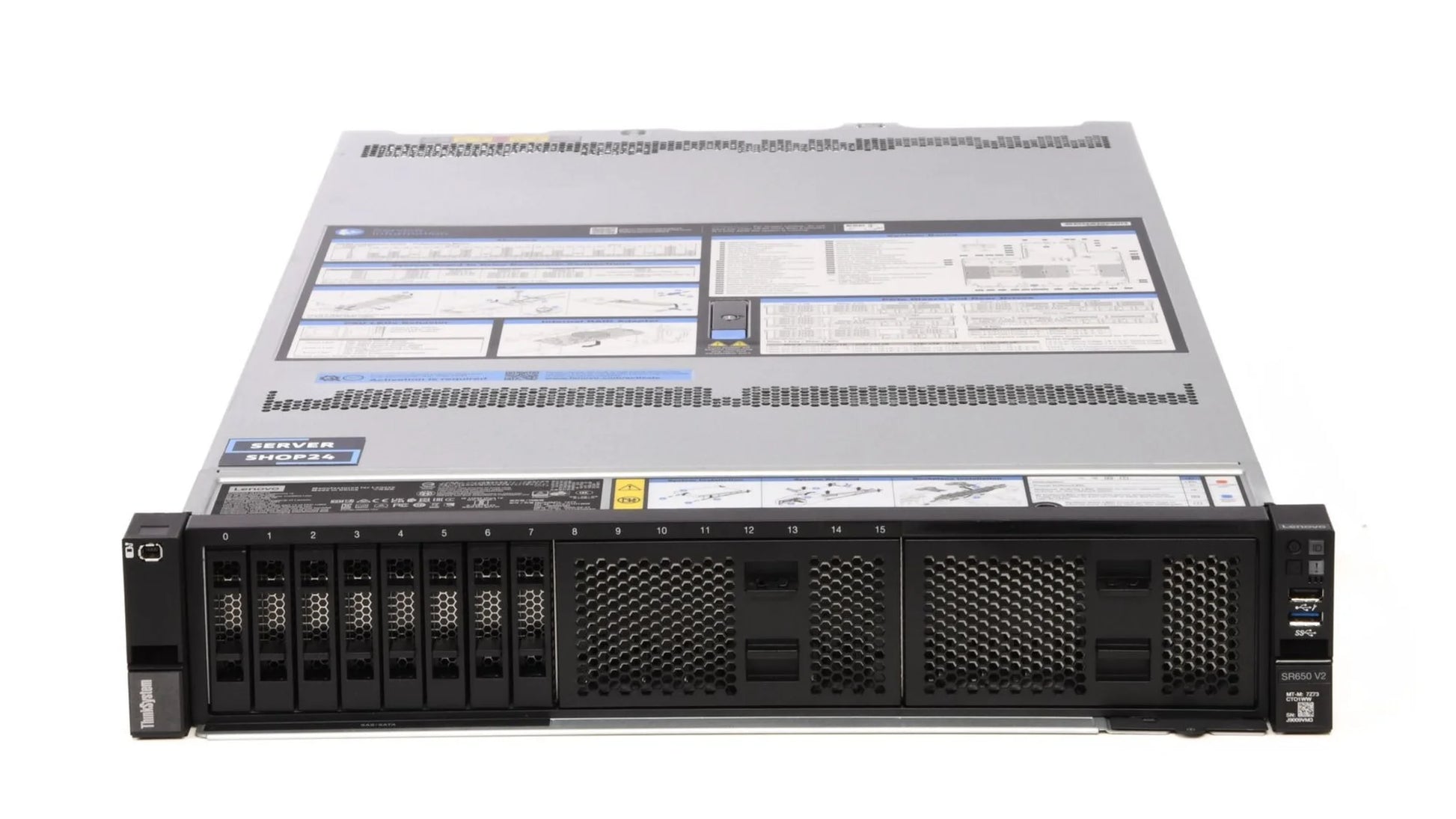 Rear panel of Lenovo SR650 V2 showing 1100W/750W PSUs, PCIe slots and OCP 3.0 adapter