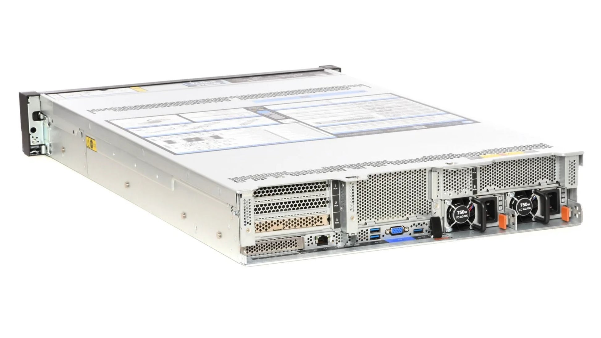 Close-up of dual 1800W Platinum power supply units on Lenovo ThinkSystem SR650 V3