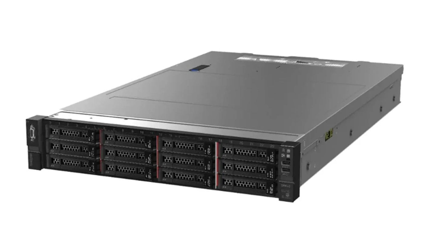 Rear view of Lenovo SR655 showing 6x PCIe expansion slots and dual PSU layout